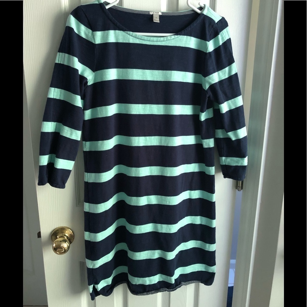 J. Crew Three Quarter Sleeve Dress - Navy & Teal